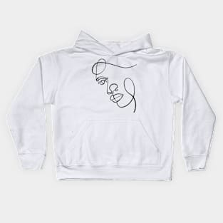 Women face minimalistic one line art Kids Hoodie